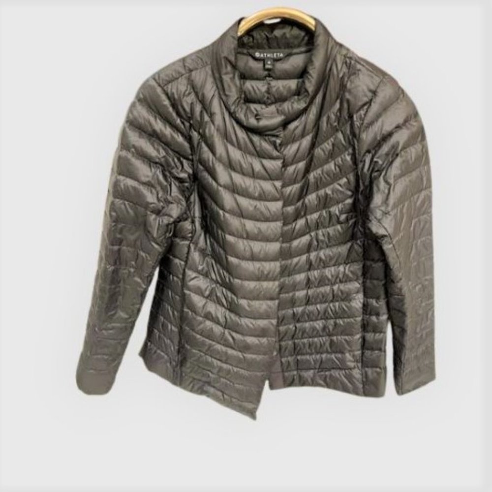 Athleta brand puff jacket, medium , olive green